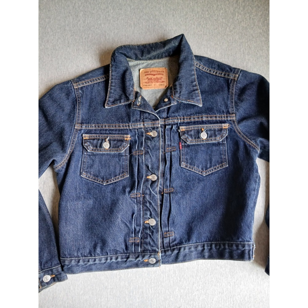 Levis Jacket Womens Large Type 2 Repro Denim Jean Vintage 90s USA 77445 4807